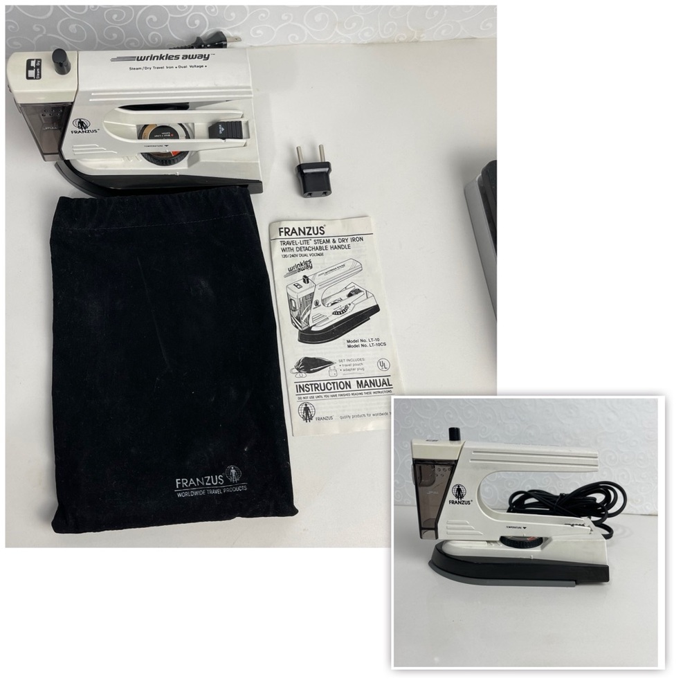 Vintage  Franzus Wrinkles Away Steam Spray Travel Iron Temperature Control White